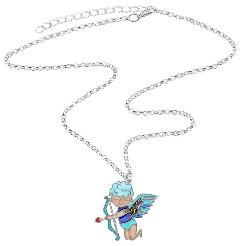 BONSNY Statement Enamel Love Angel Cupid Necklaces Pendant Original Design for Women Gifts Jewelry - Image 4